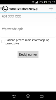Dodaj nieznany numer