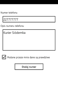 Dodaj nieznany numer